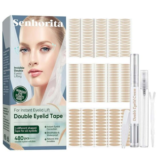 Picture of Senhorita Eyelid Tape, 480Pcs Invisible Eyelid Lifter Strips, Instant Double Eyelid Lift for Hooded, Droopy, Uneven, Mono-Eyelids